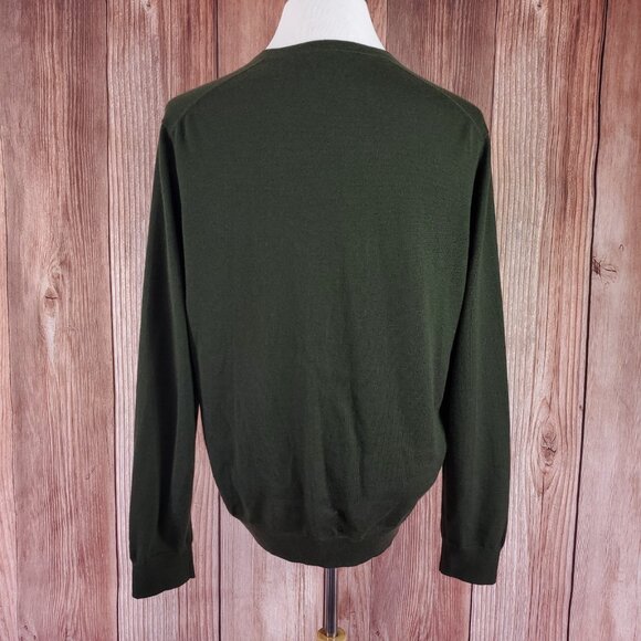 Polo Ralph Lauren Mens XL Washable Merino Wool V-Neck Sweater Pony Green - Picture 5 of 15